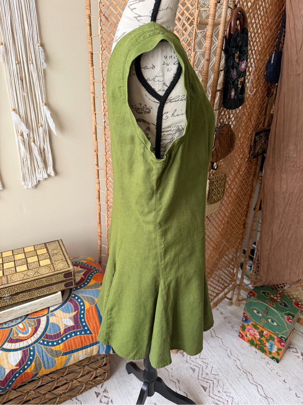 Abercrombie & Fitch Green Linen Gadot Mini Dress - Picture 3 of 13